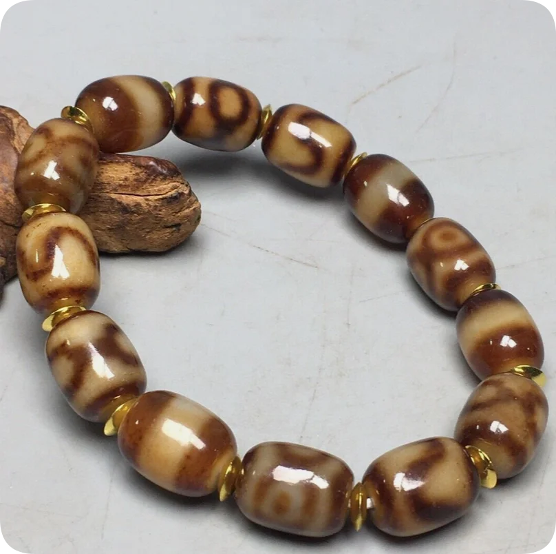 Power Energy Тибетский старый маслянистый агат Дзи *Несколько узоров* Браслет из