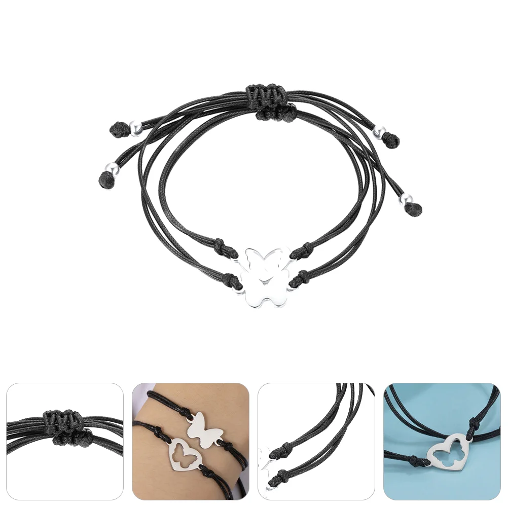 

2pcs Adjustable Black Bracelet Fashionable Couples Bracelet