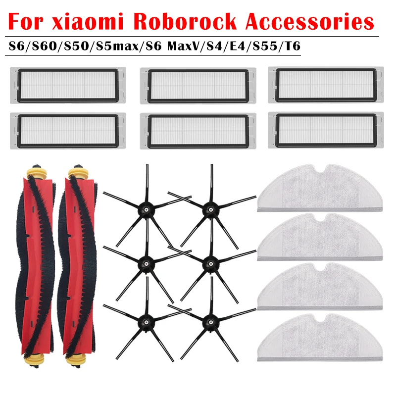 For Roborock S5 Max S6 MAXV Accessories Main Brush Mop Rag HEPA Filter Replacement For Xiaomi Robot S6 Pure Vacuum Cleaner Parts