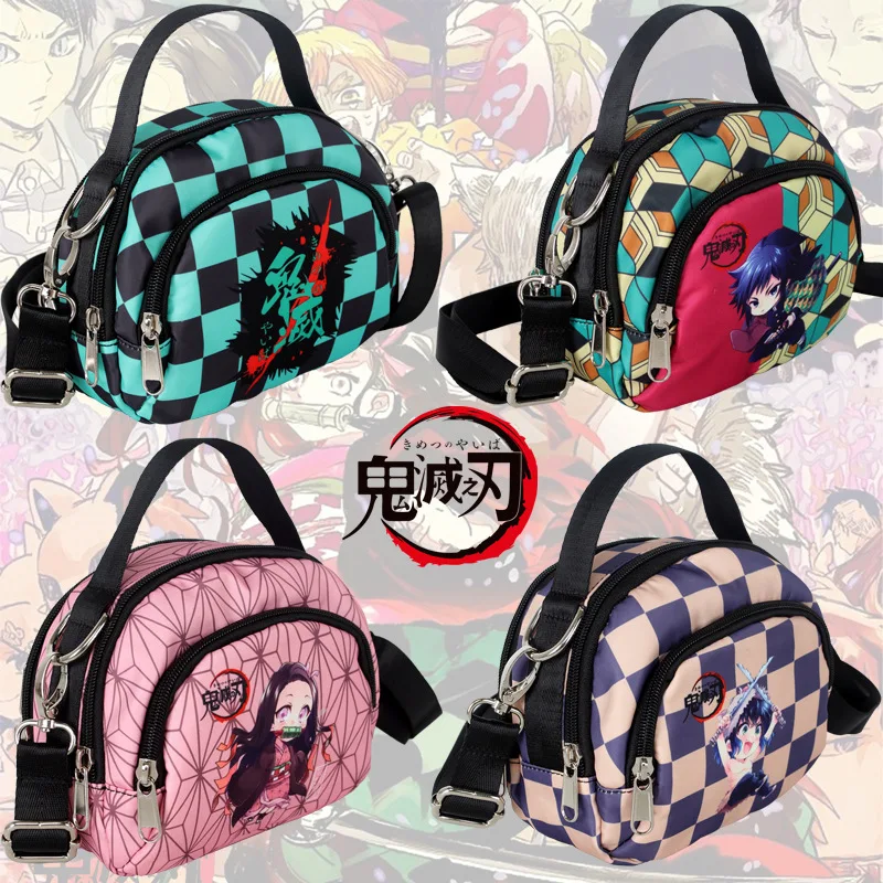 Cool Anime Demon Slayer Messenger Bag Women Handbag Small Satchel Canvas Shoulder Bag Teenager Portable Crossbody Bags Bookbags