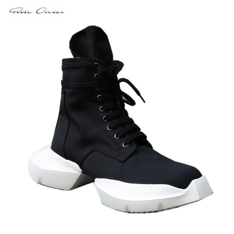 

Rric Men's Women's High-quality Leather Horseshoe Catwalk High Thick-soled Boots Increase Mid-tube Heel Side Zipper Rric Owees