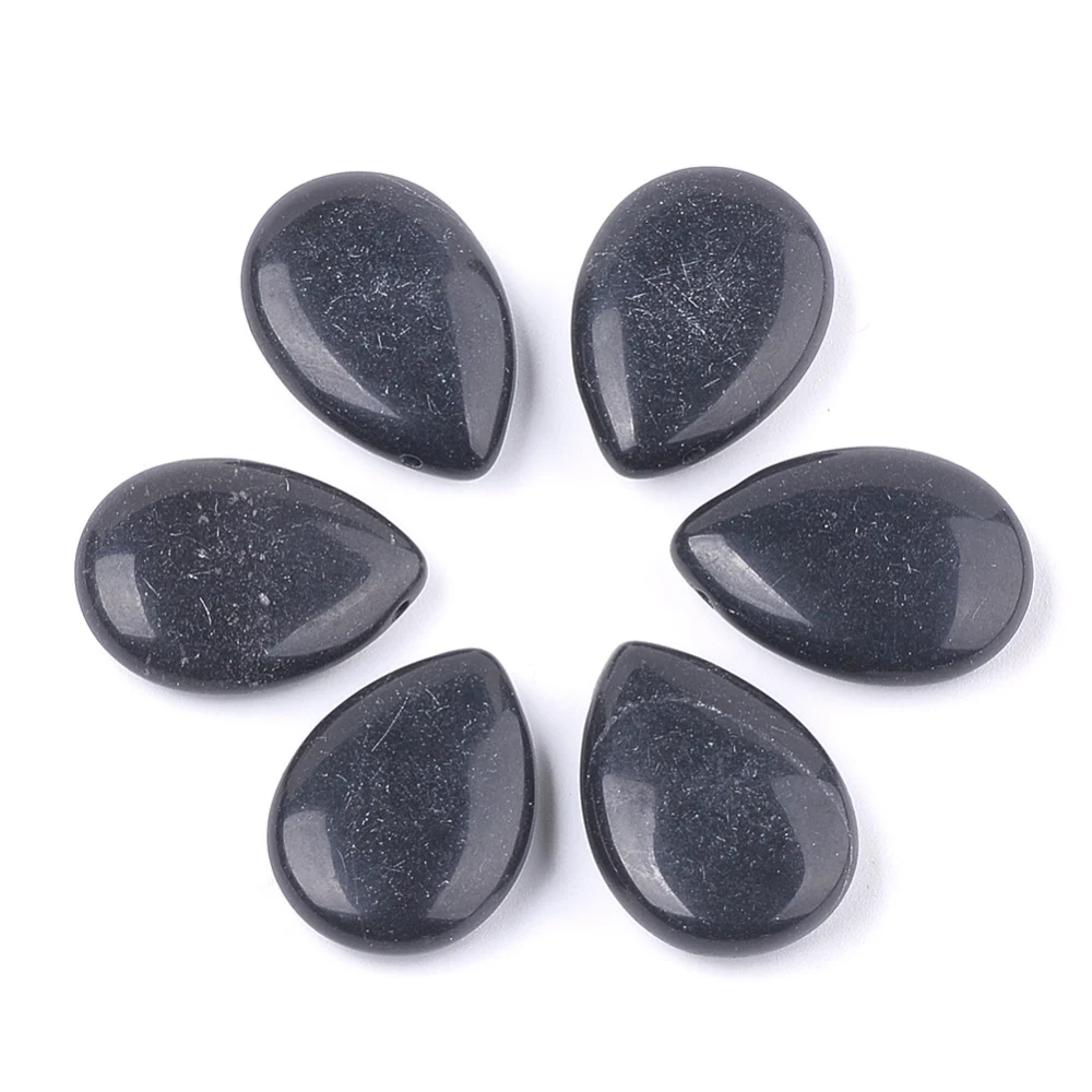 

6pcs/Lot Natural Black Obsidian Pendants Teardrop 25x18x7~8mm Hole: 0.8mm