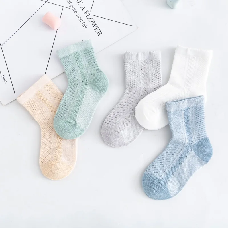 

5Pairs/lot 0-12 Kids Socks Summer Cotton Jacquard Baby Socks Girls Mesh Cute Boy Toddler Socks Children Clothe Accessories