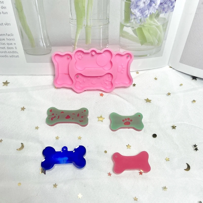 

652F Shiny Glossy Silicone Brand Molds Pet Tag Keychain Mold DIY Pendant Decoration Jewelry Epoxy Resin Crafting Molds