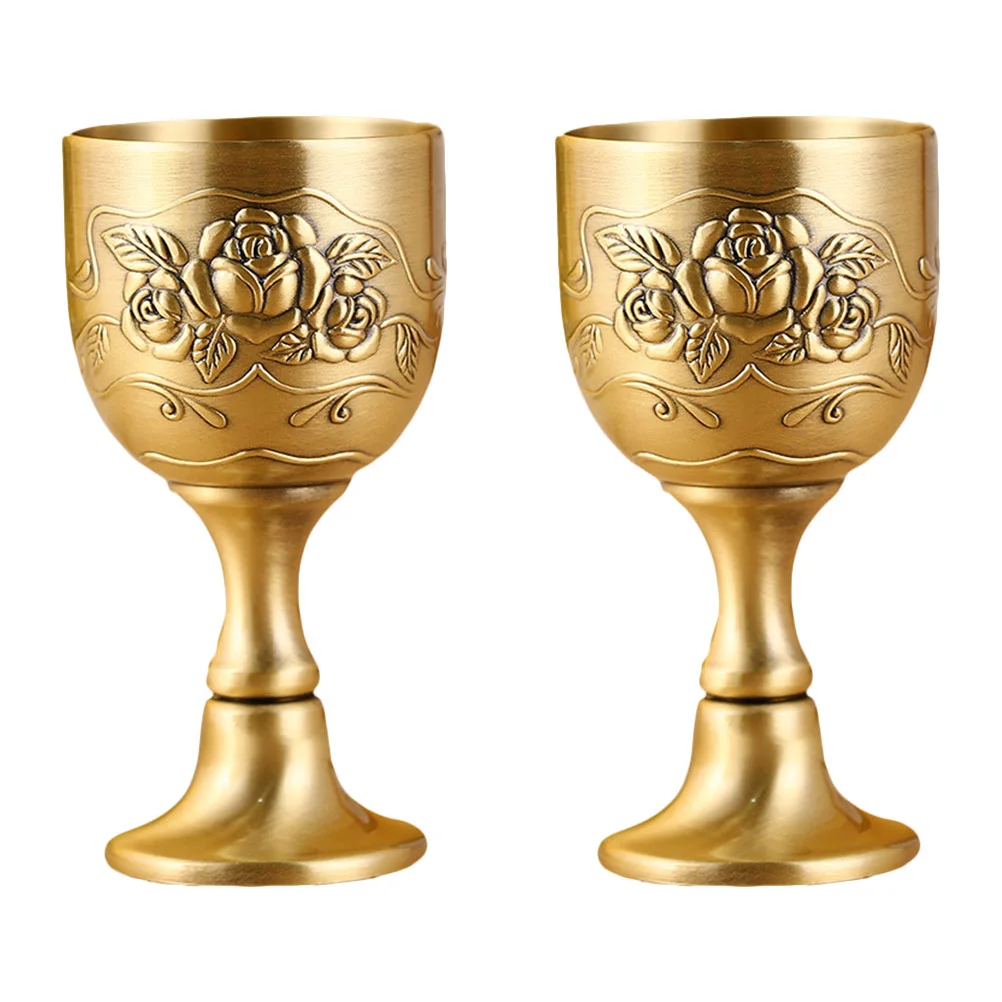 

Goblet Cup Vintage Glasses Metal Shot Cups Whiskey Ornaments Tequila Goblets Copper Brass Embossed Medieval Chalice Gifts