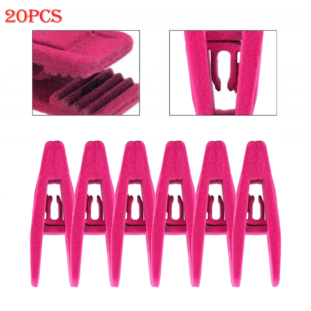 

20pcs Non Slip Velvet Hangers Clips Clothespins Home Shoes Clothes Storage Strong Spring Pegs Organizer Bathroom Accessories