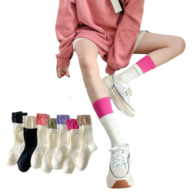 

Versatile Color-matching Double-mouth Cotton Socks - 2 Pairs Set