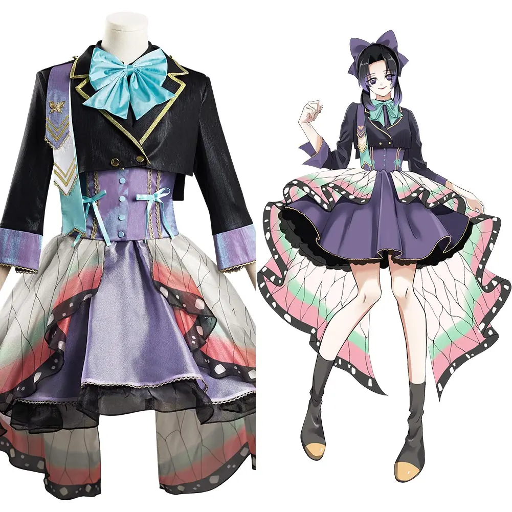 

Anime Demon Slayer Kochou Shinobu Cosplay Costume Lolita Dress Kimono Outfits Halloween Carnival Suit Re-creation Design