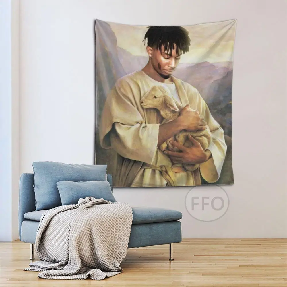 Гобелен Christian Playboi Carti Meme гобелен с изображением Иисуса ягненка настенный