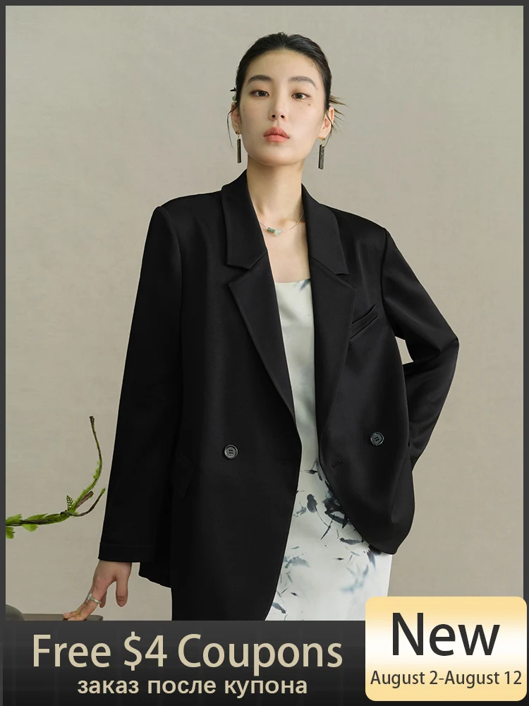 DUSHU Commuter Black Label Series Acetate Suit Jacket for Women Autumn New Style Advanced Design Solid Color Blazers Suit Female