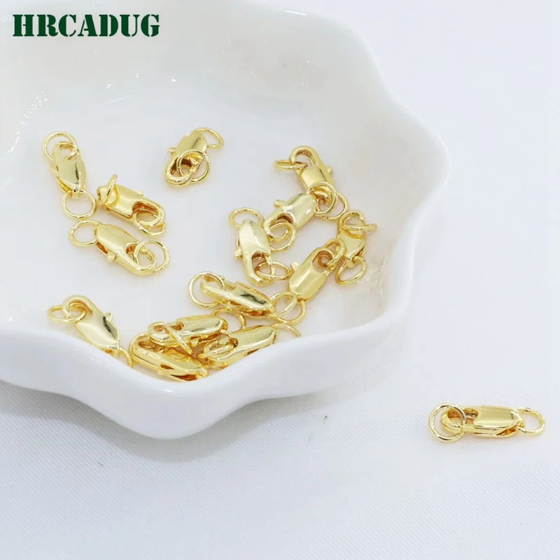 18K Gold Plated Fishtail End Clasps Double Close Rings For DIY Bracelet Necklace Jewelry Making Supplies Loose Finishing Buckle