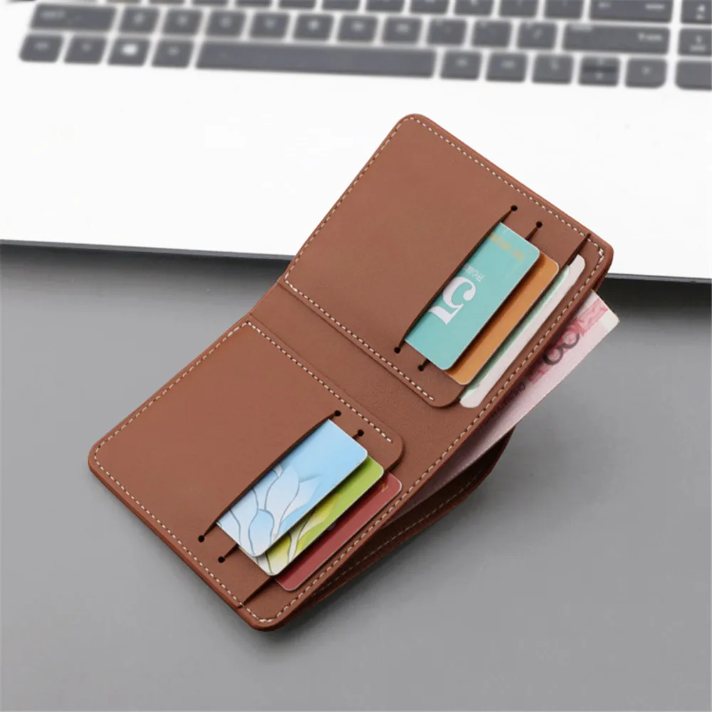 Mini Thin Men Wallet Card Holder Canvas Male's Purse Coin Pouch Card Holder Short Vertical Pu Leather Wallet Money Bags