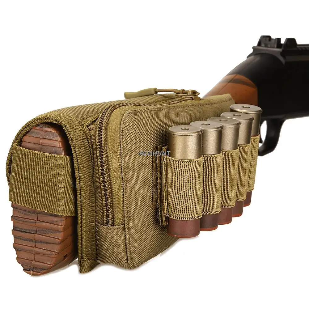Tactical Rifle Shotgun Buttstock Cheek Rest 12 20 Gauge 5/7 Round Ammo Shell Nylon Stick Magazine Pouch Holder Bandolier