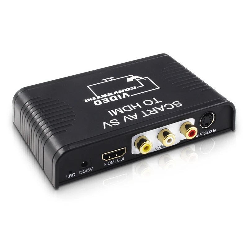 

S-video AV Scart to HDMI converter 3-in-1 S-video+Composite AV RCA+Scart to HDMI converter for STB DVD player HDTV