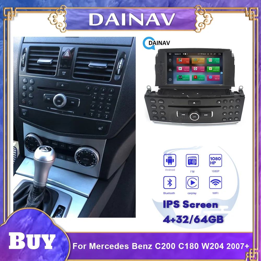 

Автомобильный стереоприемник 2 Din Android для Mercedes Benz C200 C180 W204 2007-2010, автомобильное радио, мультимедийный DVD-плеер, GPS-навигация