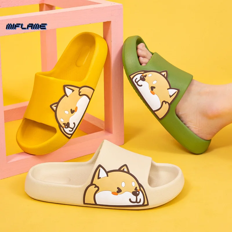 

Spring and Summer New Ladies Slides Slippers Home Cute Cartoon Shiba Inu Massage Couple Thick Bottom Male Sandals Slippers Women