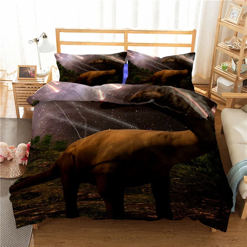 New Dinosaur Single Twin Full Queen King Size Animal Dinosaur Bed Set Aldult Kid Kawaii Duvetcover Sets Bedding Set