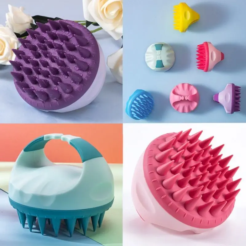 

Portable Silicone Shampoo Brush Handheld Round Soft Scalp Massage Brush Bath Massage Brush Hair Shower Brush Comb Hair Care