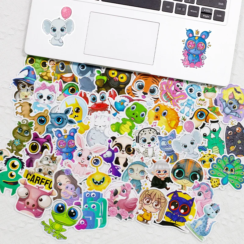 

10/30/50Pcs Big Eyes Animals Stickers Cute Backpack Anime Sticker Diy Cartoon Waterproof Graffiti Decal Child Toy Birthday Gifts