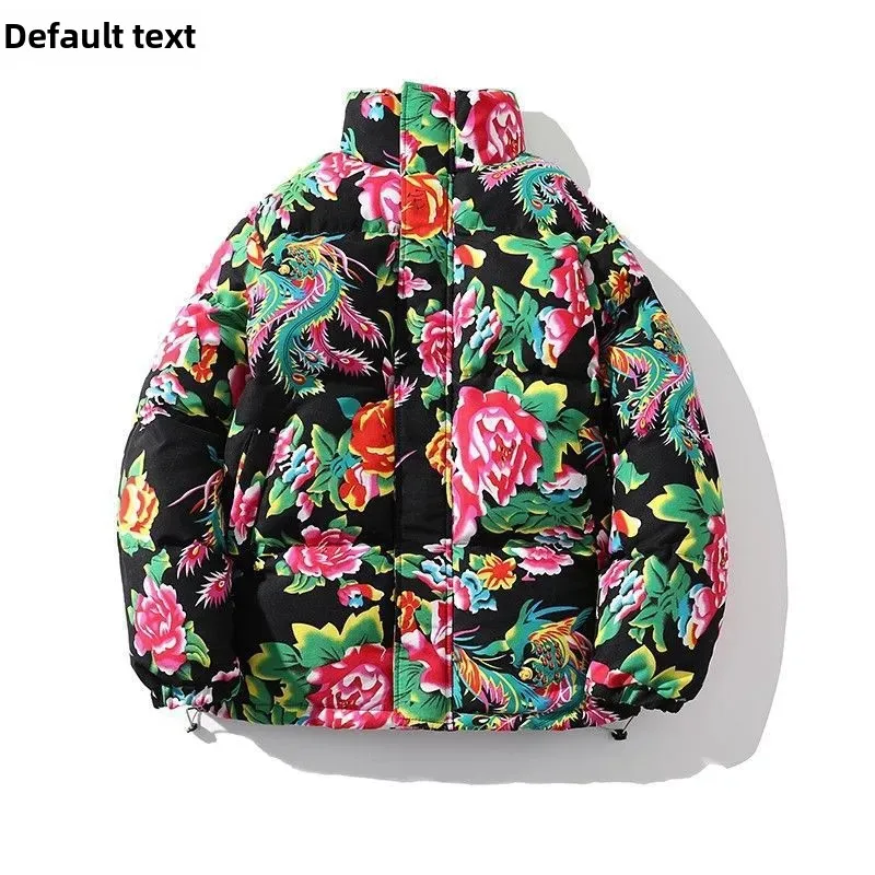 Півнично-восточная стеганая куртка с большим цветком TikTok популярная мужская и