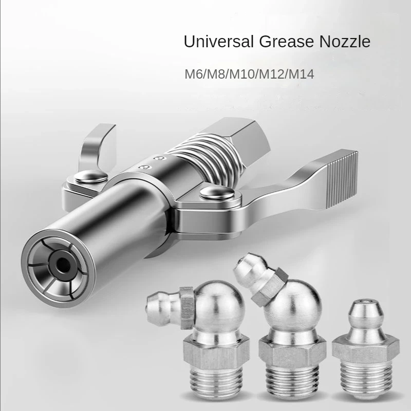 

10000 PSI Grease Tool Coupler Heavy-Duty Quick Lock and Release Double Handle Stainless Steel NPTI/8 Leak-Free Grease Tool Tip