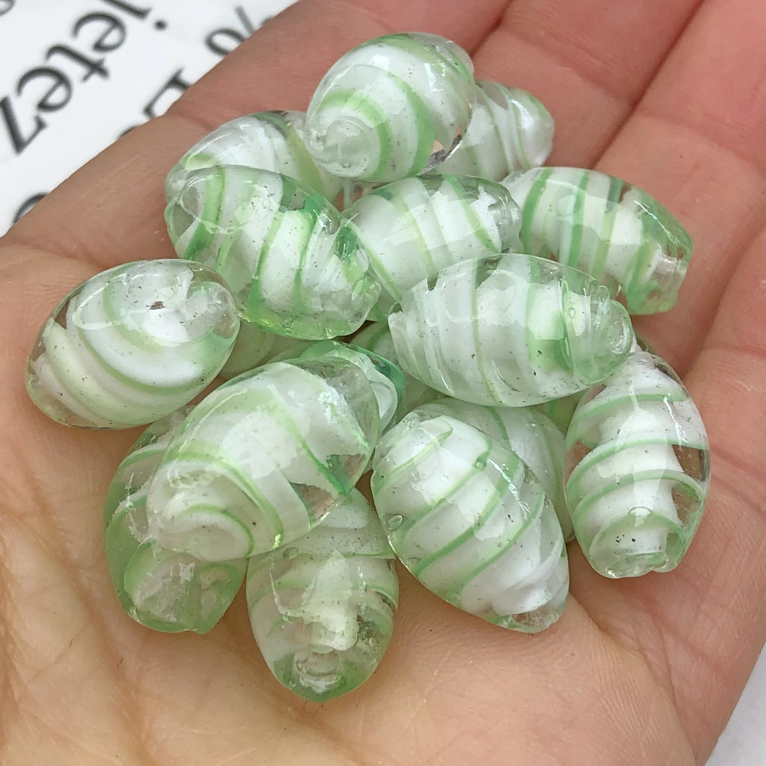 

Wholesale Clear Green Stripes Lampwork Crystal Glass 11x18mm Oval Shape Crafts Beads For Jewelry Making Diy Bracelet Accessories