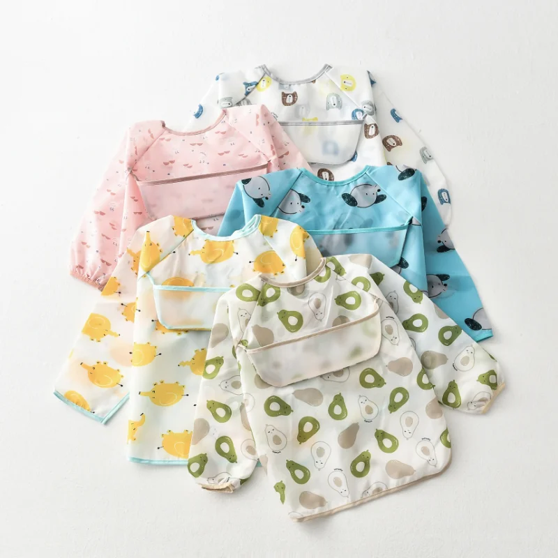 

Baby Items Little Boy Girl Painting Smock Baby's Soft Waterproof Bib Child Meal Eating Apron with Long Sleeves Bibs