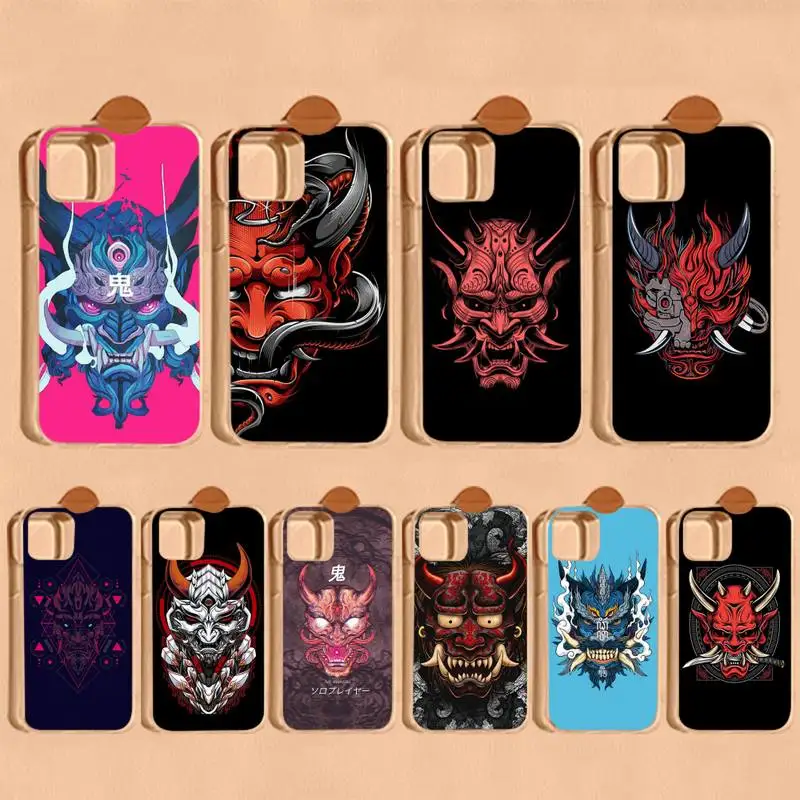 

YNDFCNB Japanese Oni Hannya Demon Mask Phone Case for iPhone 11 12 13 Mini Pro Max 8 7 6 6S Plus X 5 SE 2020 XR XS Case shell