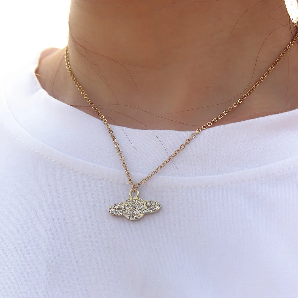 Ожерелье Saturn из нержавеющей стали женские минималистичные геометрические