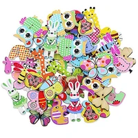 50pcs mixed cartoon animal wooden buttons 2 holes scrapbooking crafts diy kids clothing accessories sewing button decor smooth