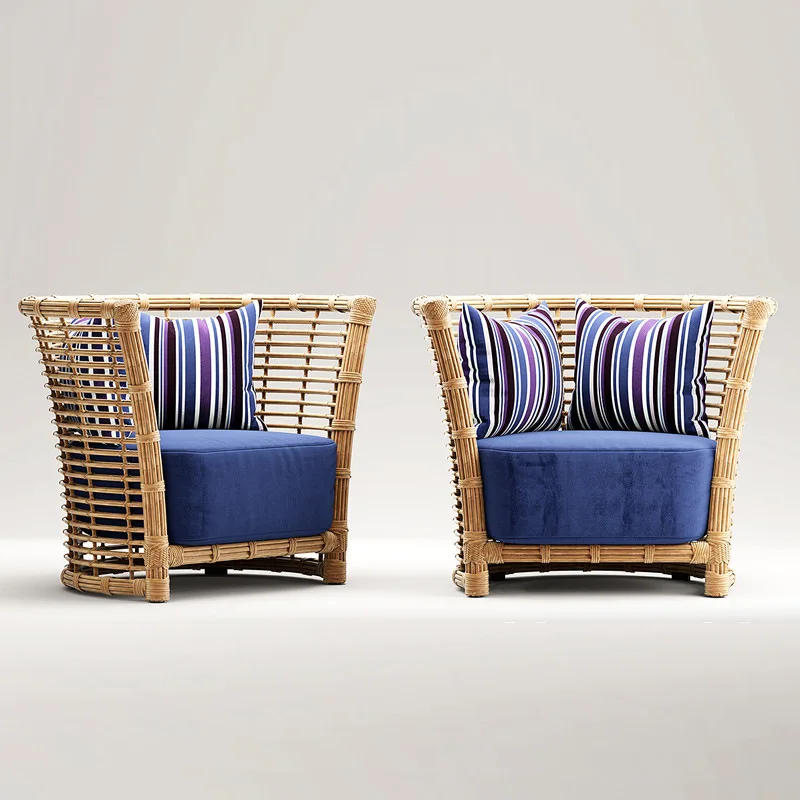 

Outdoor style villa sofa rattan leisure chair home stay pastoral furniture rattan three piece set