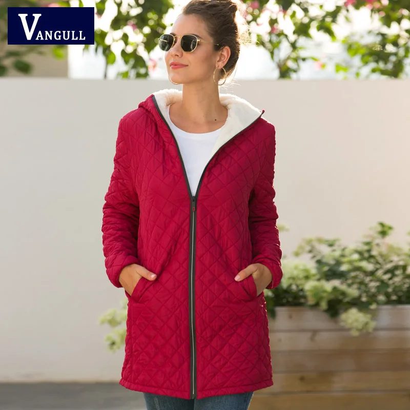 Women's Winter Hooded Lightweight Cotton Coat Tight Waist Slim Mid-Length Cotton Clothing Coat Parka