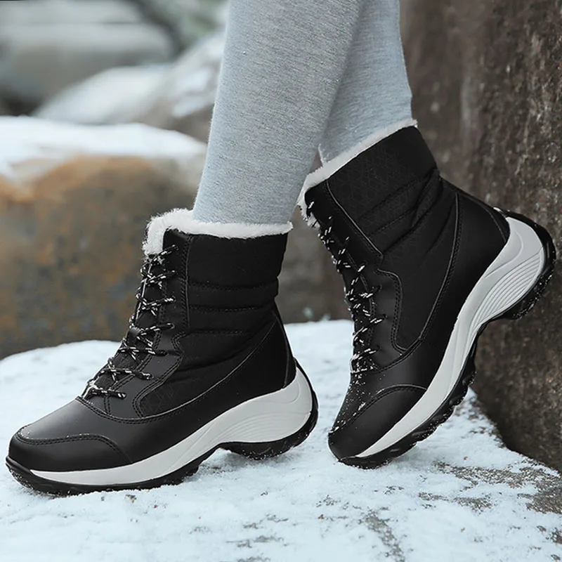 

Snow Boots Women Comfortable Women's Boots Waterproof Boots Ladies Lace-Up Shoes Woman Keep Warm Fur Winter Footwear Botas Mujer