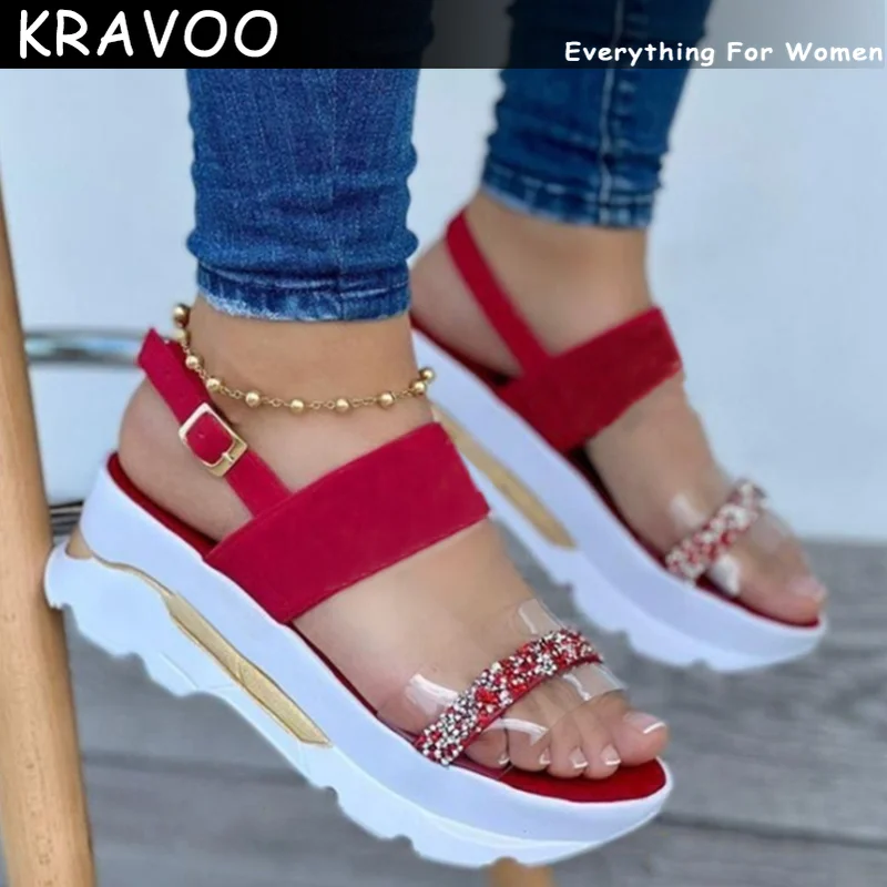 

KRAVOO Women Sandals Summer Heels Sandals With Wedges Shoes For Women Peep Toe Platform Sandalias Mujer Brand Shoes On Heel