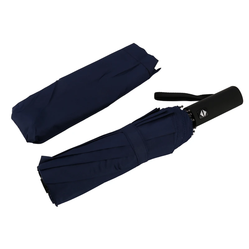 

2X 12 Ribs Handheld Folding Umbrella Windproof Compact Travel,Auto Open/Close Large Rain Umbrellas For Mens Women-Blue
