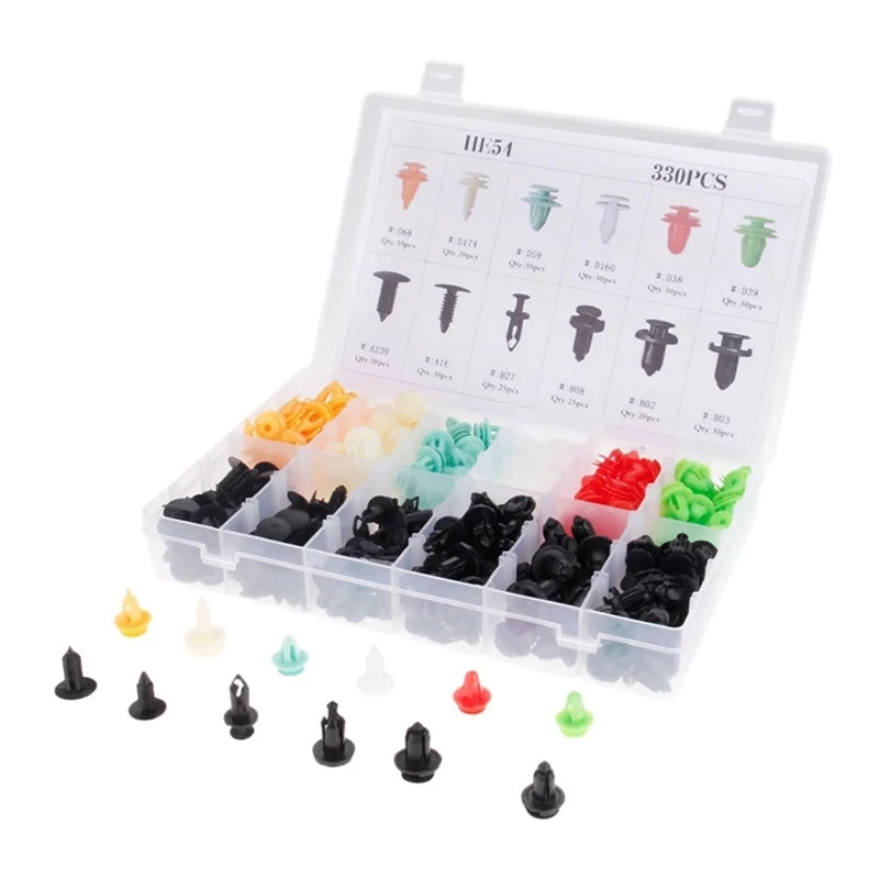 

330PCS Mixed Car Plastic Fastener Auto Fender Bumper Retainer Clips Door Buckle Rivet for Honda Toyota Mazda Nissan