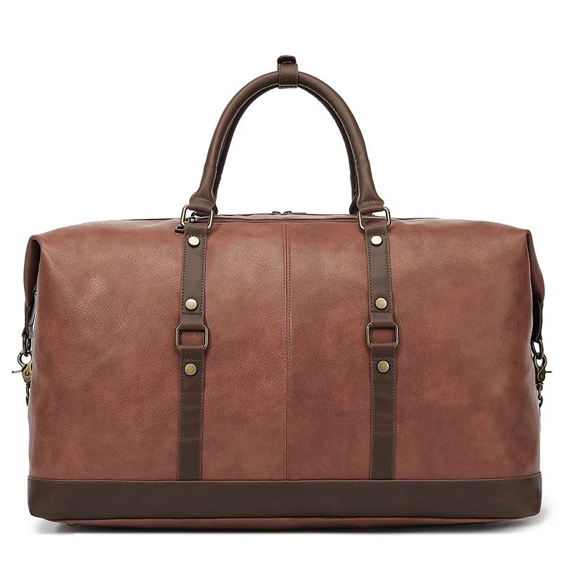 Large Capacity Men Travel Bag High Quality PU Leather Luggage Bags Weekend Shoulder Messenger Bag Male Travel Duffle Bag Handbag