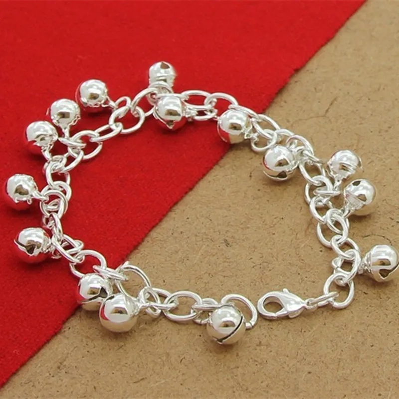 925 Silver Bracelet Littlle BELL Charm Fashion Jewelry 8inch Link Chain For Girls Cute Birthday Gift Wholesale Price |
