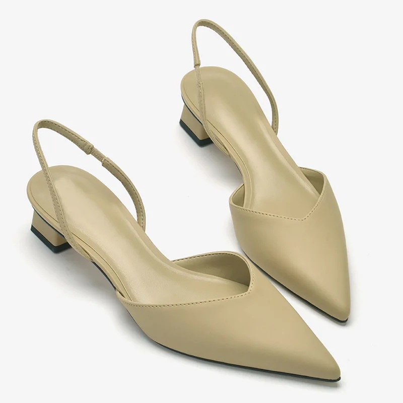 

3cm 2022 New Fashion Sandals Low Heels Female Ankle Wrap Pointed Toe Ladies Dress Women Shoes 39 40