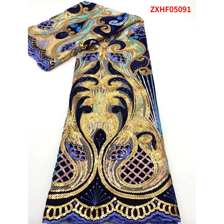 

Ankara Bead Embroidered Lace Fabric African Embroidered Lace Fabric ZXHF05091