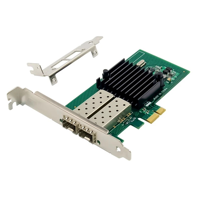 NHI350AM2 PCI-E X1 Dual-Port Gigabit Network Card SFP Server Network Card I350-F2 Fiber Optic Network Card Green