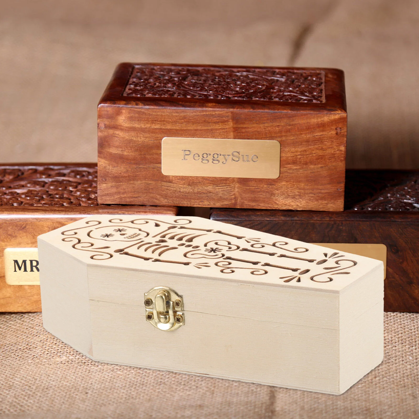 

Household Pet Ashes Urn Wooden Craft Bone Ashes Box Commemorate Mini Pet Coffin