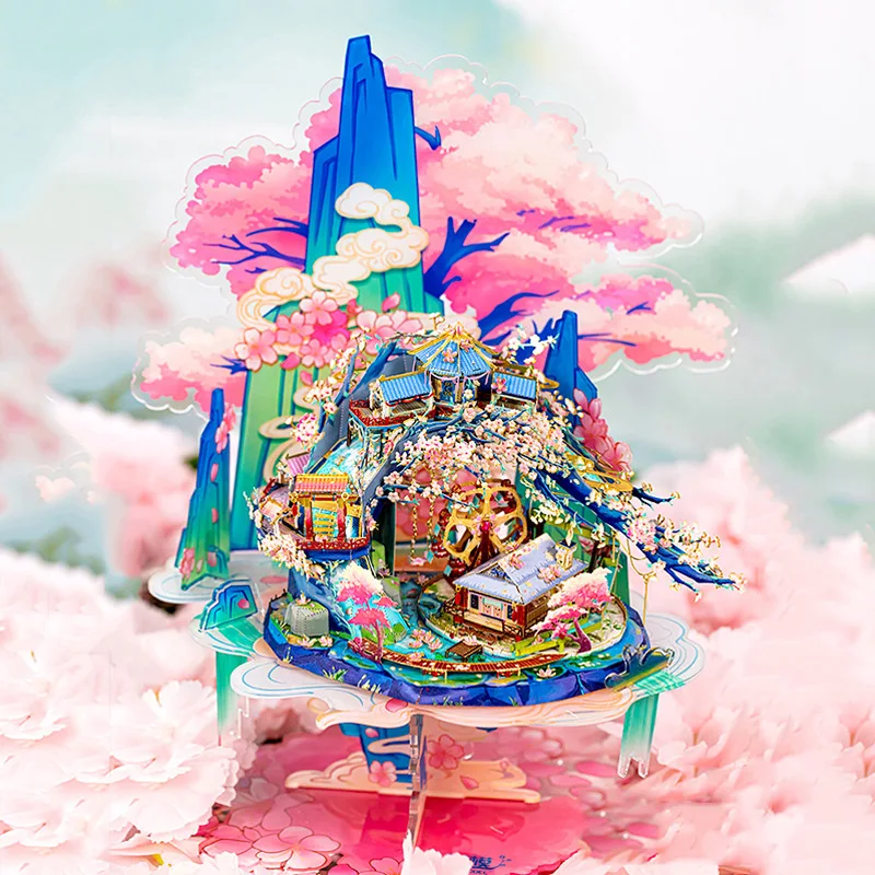 

Peach Blossom Pool 3D Chinese Style Architecture Metal Jigsaw Puzzle Assembly Toy For Friend Birthday Gift Collection Model