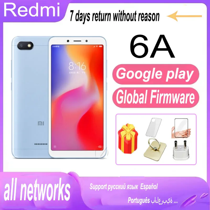 

Смартфон Xiaomi Redmi 6A, телефон, Google Play, разблокировка по лицу, в наличии 3G 32G