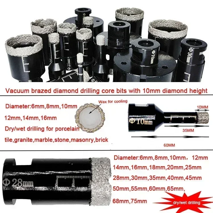 6 мм DEYI OEM M14 5/8-11 мм-130 наборы алмазных сверл для плитки камня гранита мрамора