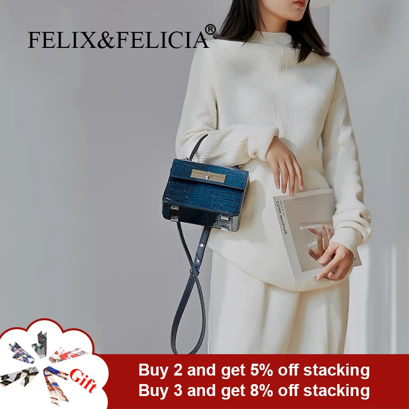 FELIX&FELICIA Factory Brand Oil Wax Cow Leather Fashion Handbag Women High Quality Luxury Designer Shoulder Retro Crossbody Bags