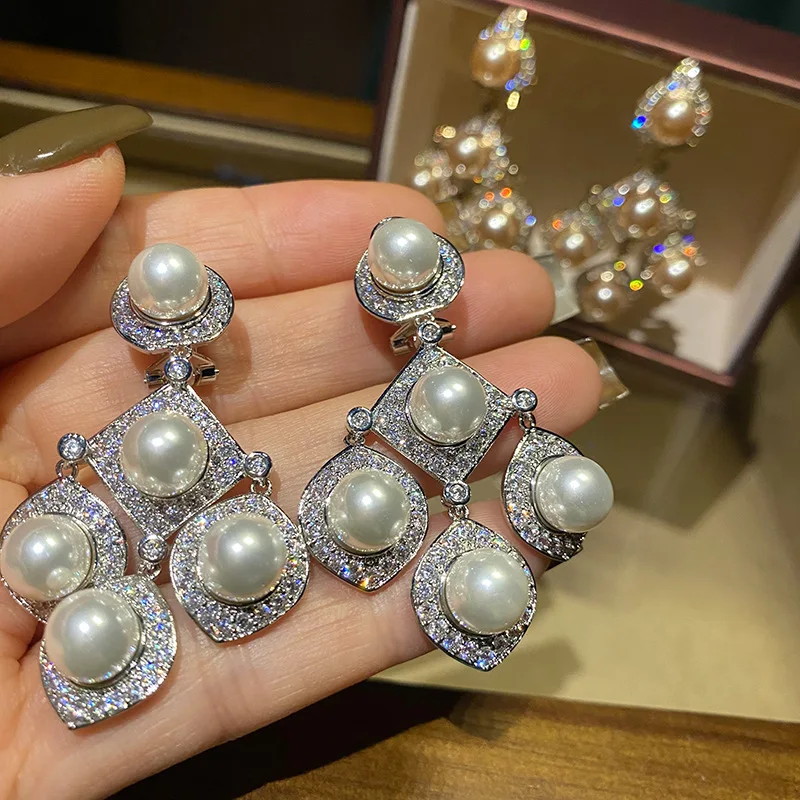 

luxury high-end pearl tassel earrings niche design French romance gorgeous women wedding fine jewelry