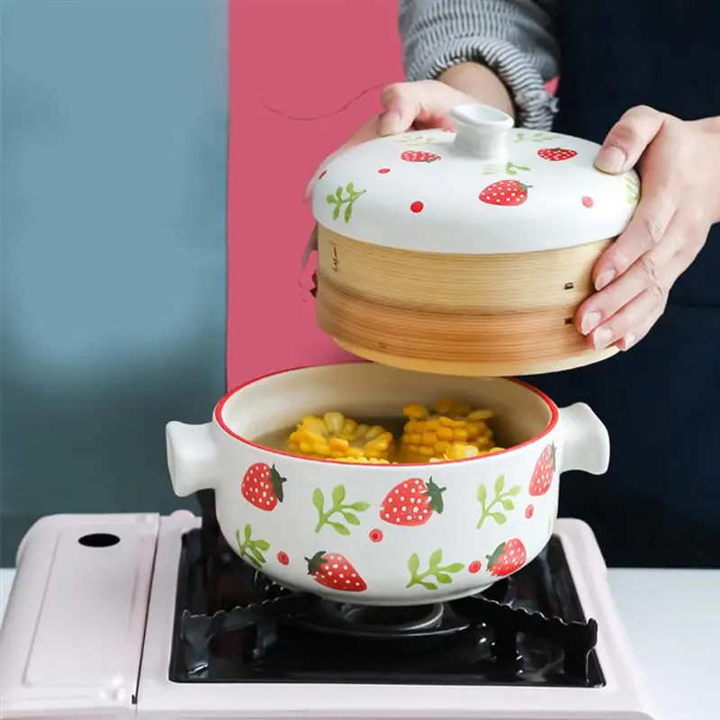

1 Pc 1.5L Japanese Style Multifunctional Steam Pot Multilayer Stockpot Steamer High Temperature Resistant Cooking Boiler