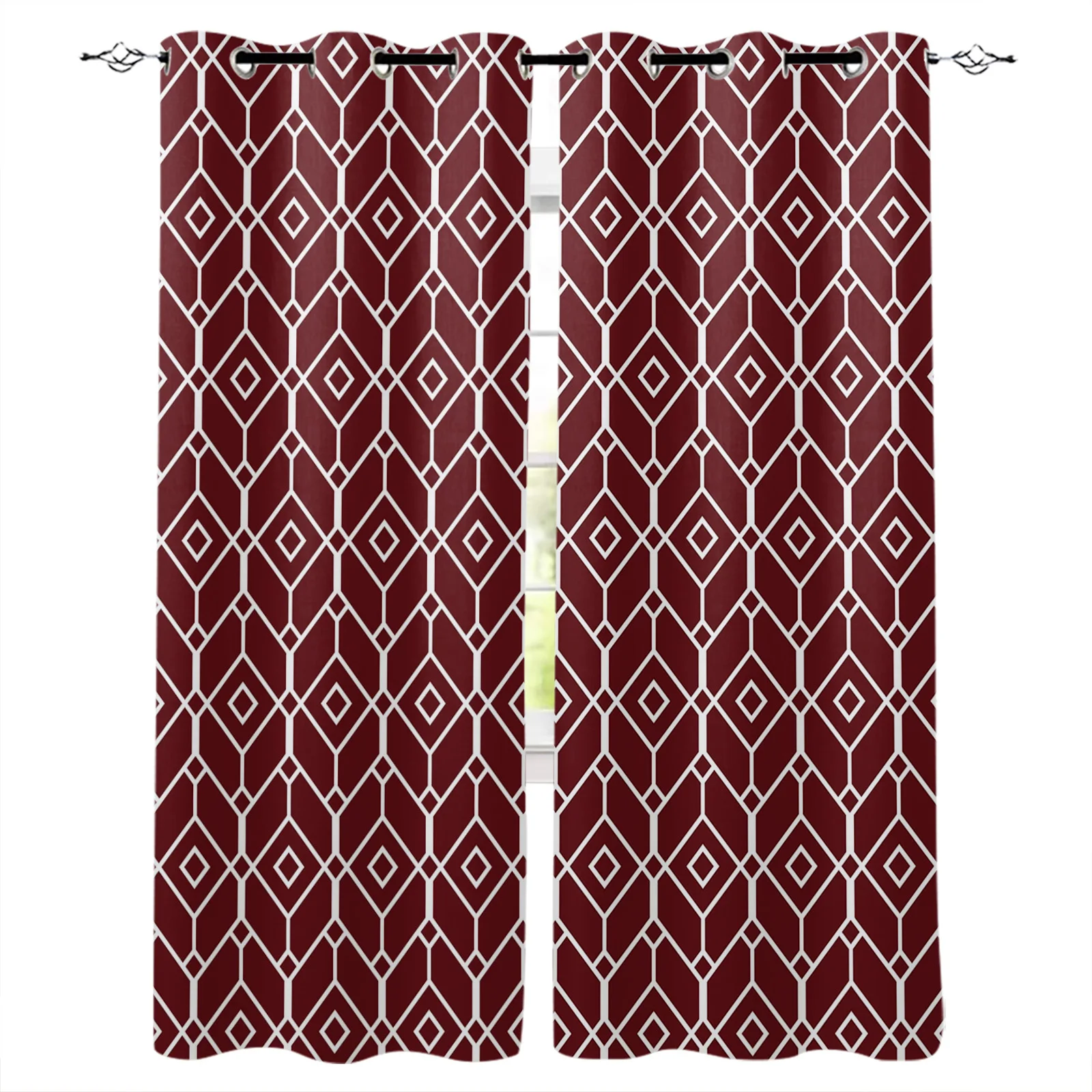 

Геометрическая текстура графика темно-красные занавески для спальни занавески для гостиной роскошные европейские шторы для гостиной
