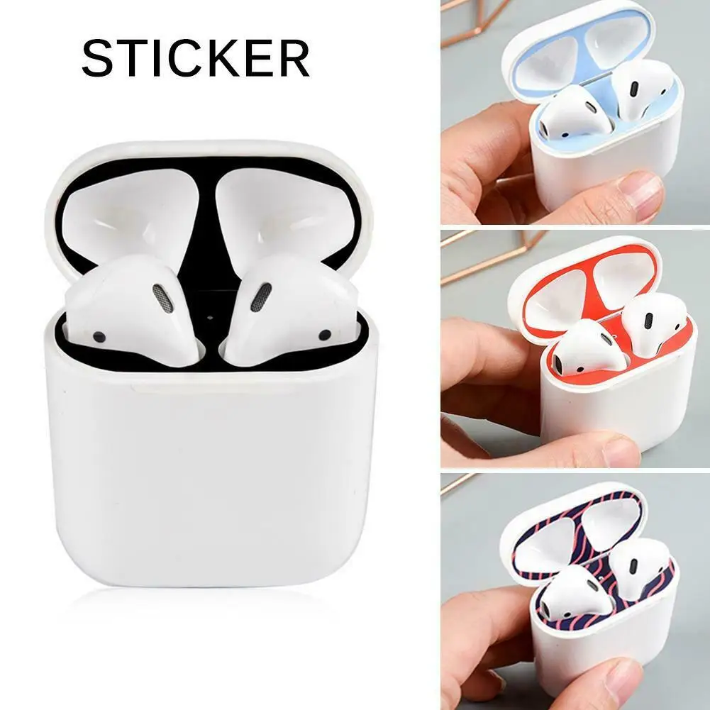 

Dust-proof Sticker For AirPods 1 2 Metal Dust Guard Protective Earphone Film Cover Stickers Headphone Charging Box Accessories